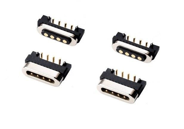 Magnetic 4 Pin Right Angle Pogo Pin Connector