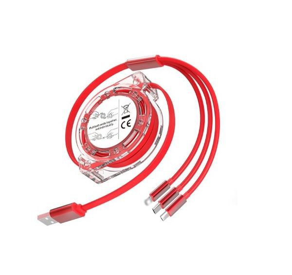 Zwijany kabel do ładowania danych „trzy w jednym”